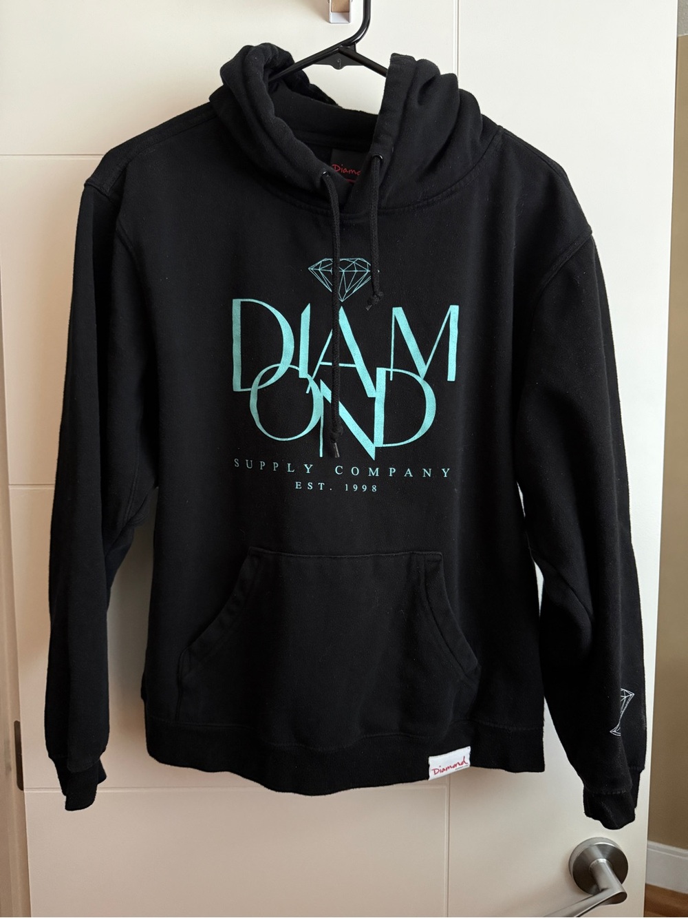 Diamond Supply Co. Black Hoodie with Teal Chest Logo